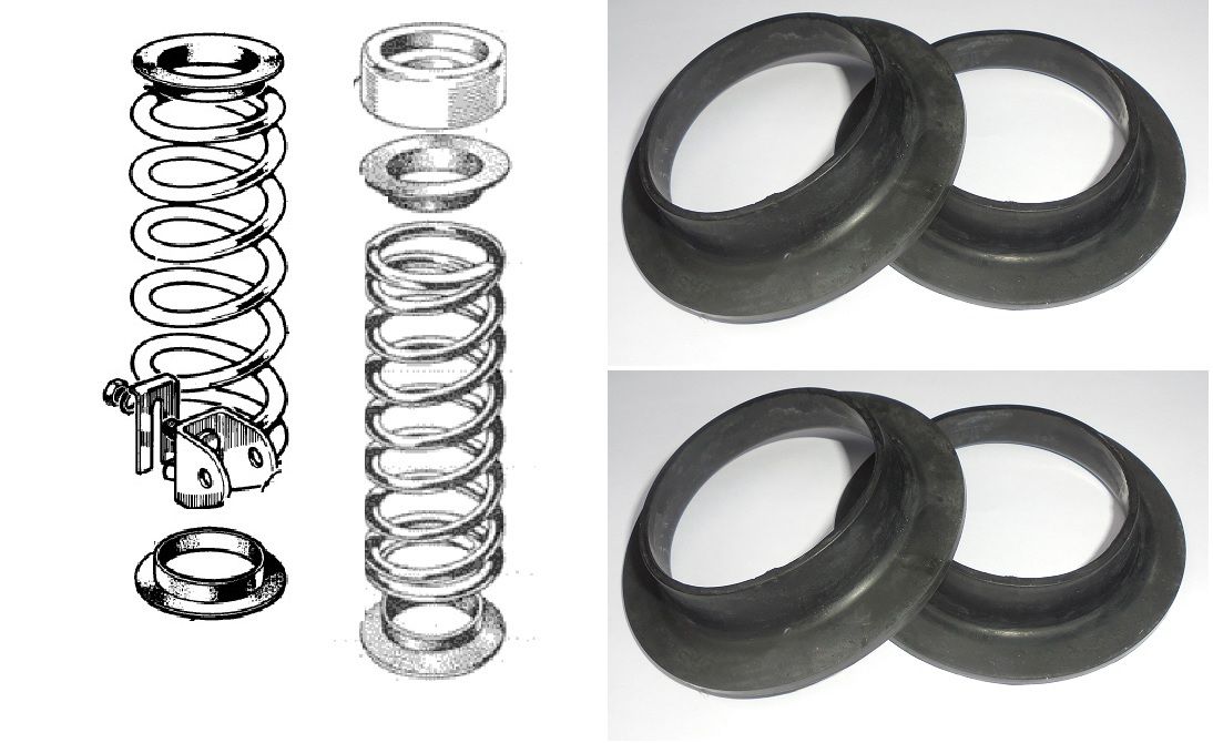 FRONT ROAD SPRING RUBBER ISOLATOR PADS x4 (Triumph TR2 TR3 TR4) (1953- 65)  